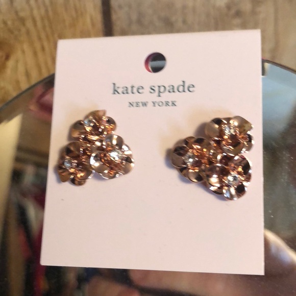 NWT Kate Spade ♠️ Sparkly Rhinestone Rose Gold Earrings - Picture 4 of 12